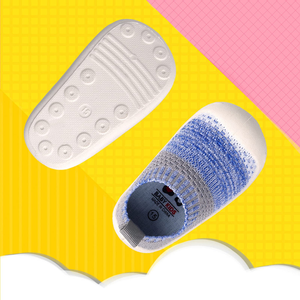 Baby First-Walking Shoes 1-4 Years Kid Shoes Trainers Toddler Infant Boys Girls Soft Sole Non Slip Cotton Mesh Breathable Lightweight Slip-on Sneakers Outdoor(Blue-Grey,6 Toddler) T18