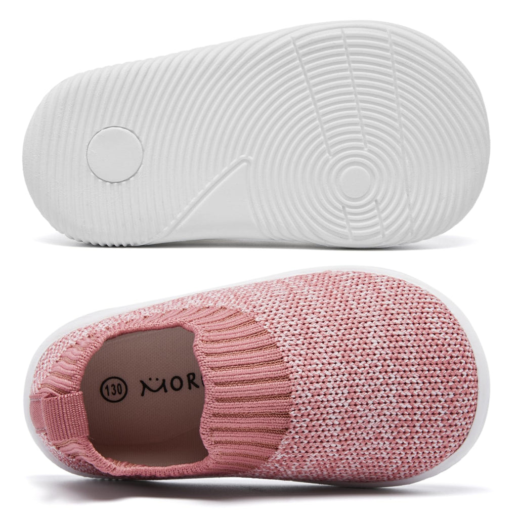 MORENDL Toddler Shoes Baby Walking Sock Shoes Non-Slip Breathable Boys & Girls Sneakers Infant Tennis Shoes Mixed Pink Size 8