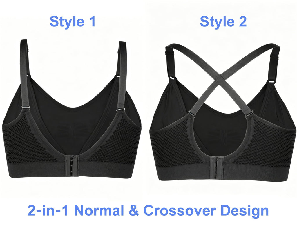 iloveSIA 3PACK Nursing and Pumping Bra, Black+Gray+Beige, Size XL