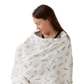 TILLYOU Muslin Nursing Cover for Baby Breastfeeding, 100% Cotton Breathable with Arch Neckline for Women, Daisy