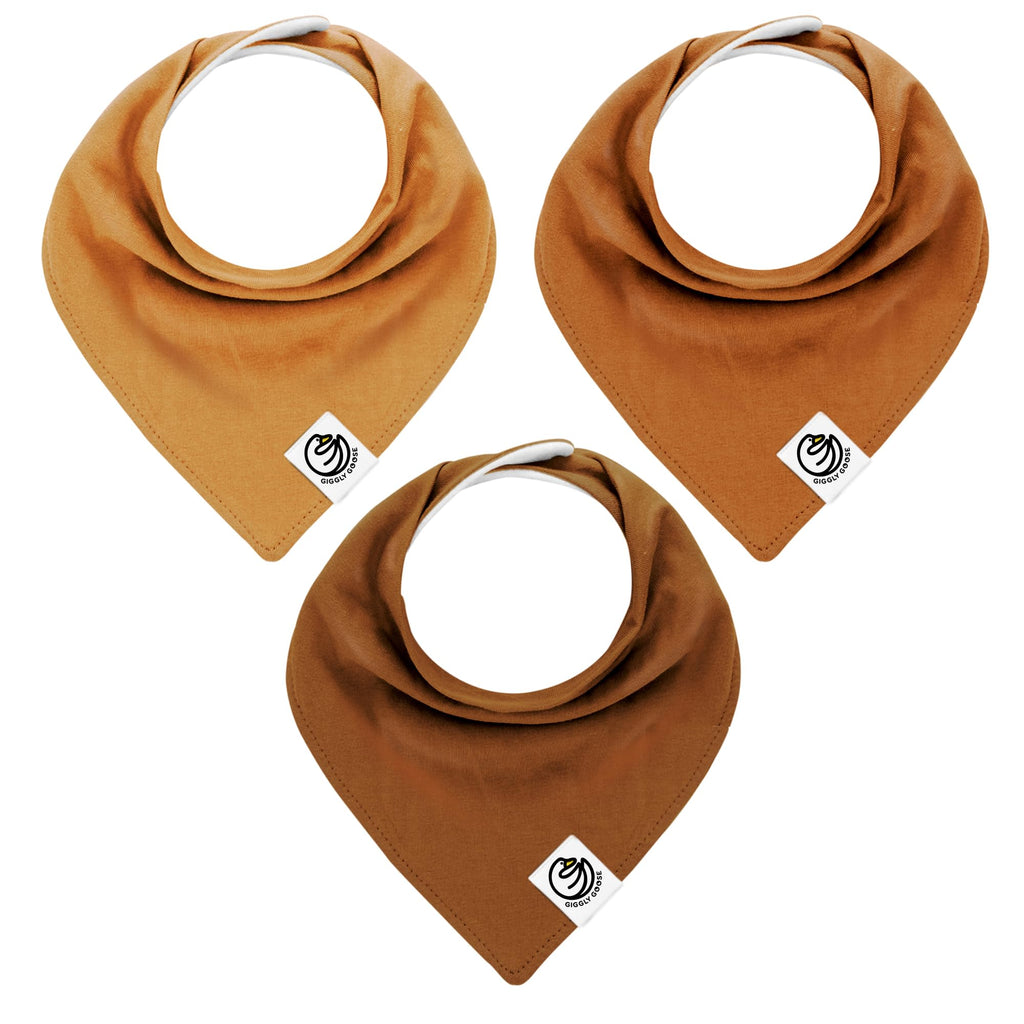Giggly Goose 3 Pack Drooling Bibs for Babies | Premium & Soft Organic Cotton Teething Bibs with Snaps and Fleece Backing