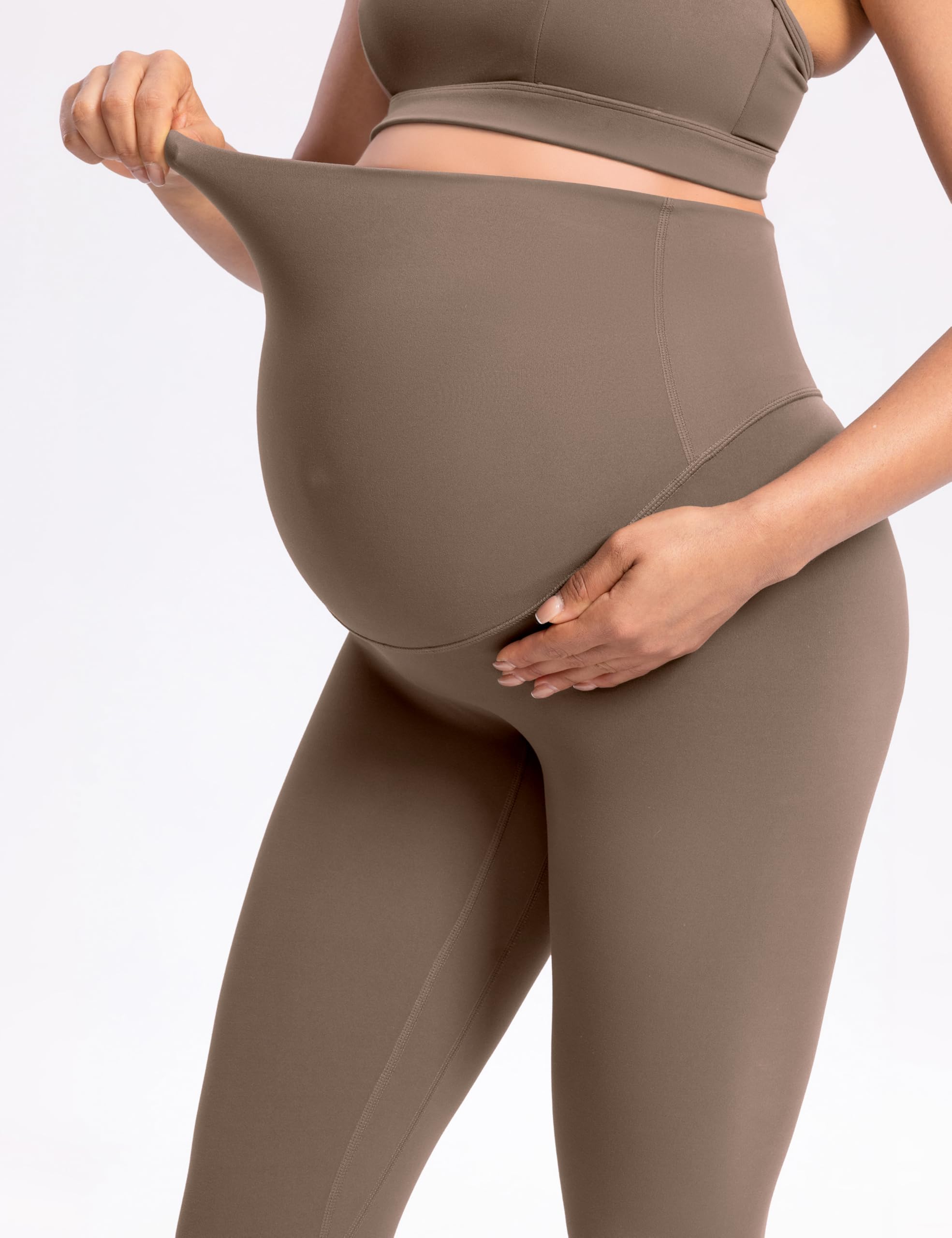 POSHDIVAH Creamluxe Maternity Leggings 25" Coffee X-Large