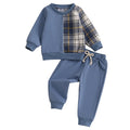 Lucikamy Toddler Baby Boy Fall Outfits Long Sleeve Crew Neck Pullover Sweatshirt + Jogger Pants Set Infant Winter Clothes (Blue-P, 6-12 Months)