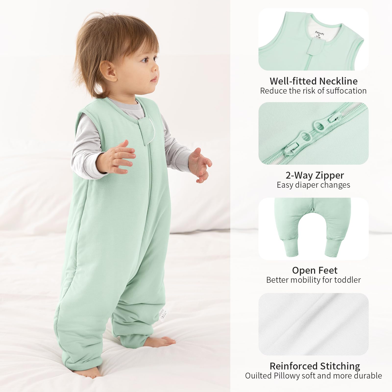 Rayon Made from Bamboo 0.5 TOG Summer Baby Sleep Sack with Feet 6-12 Months