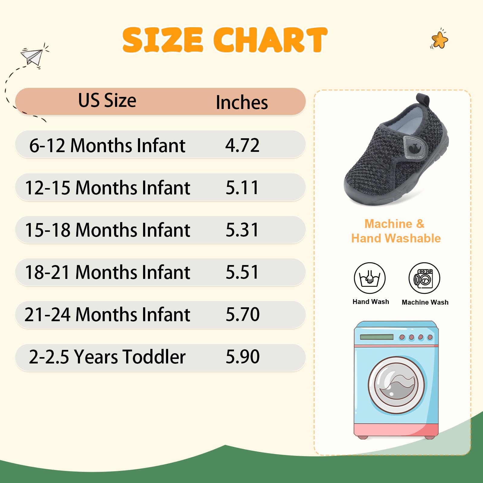 FEETCITY Baby Shoes Boys Girls First Walking Shoes Infant Sneakers Lightweight Slip On Shoe Black