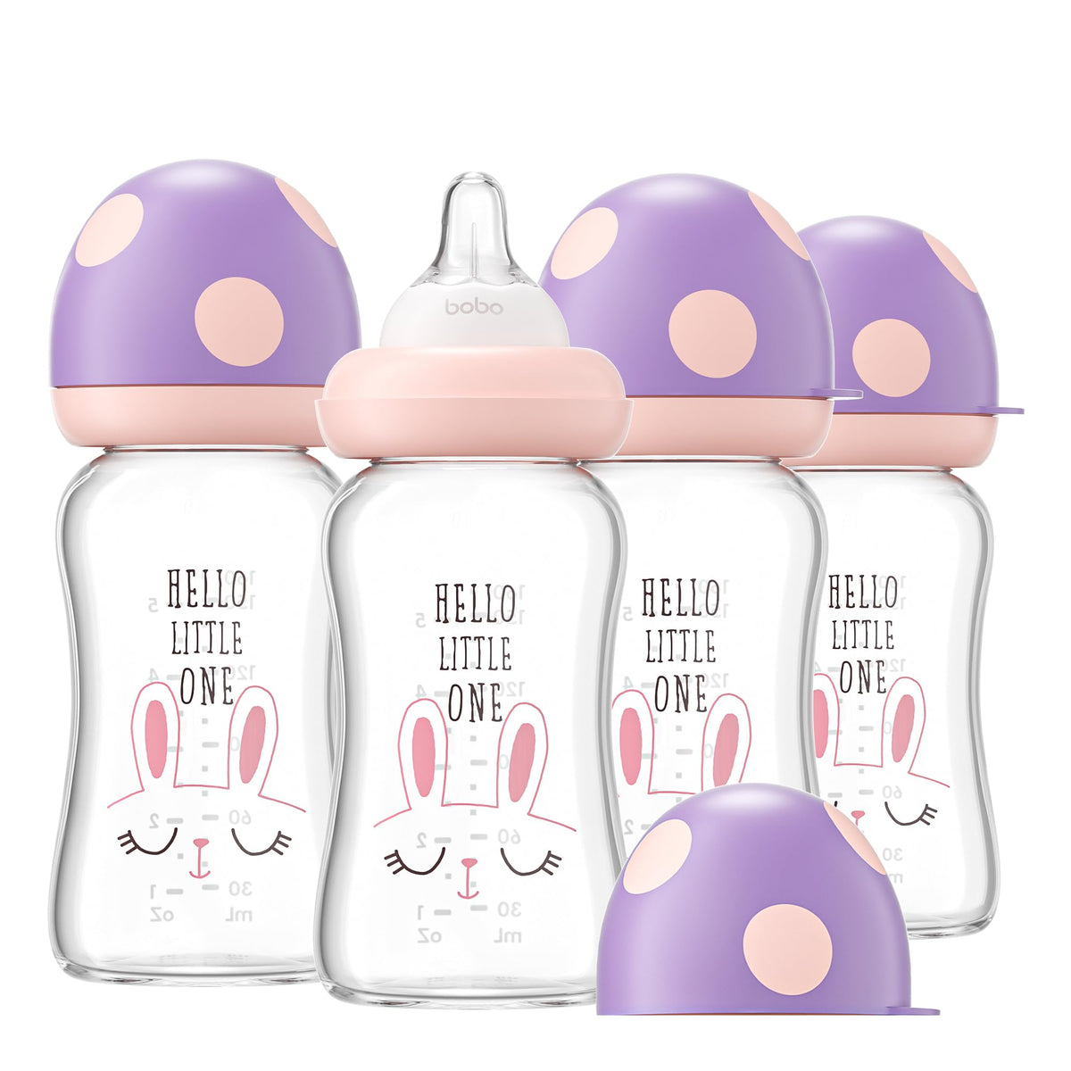 YOHKOH Natural Glass Baby Bottles, 8.8oz Red-A 4‑Pack