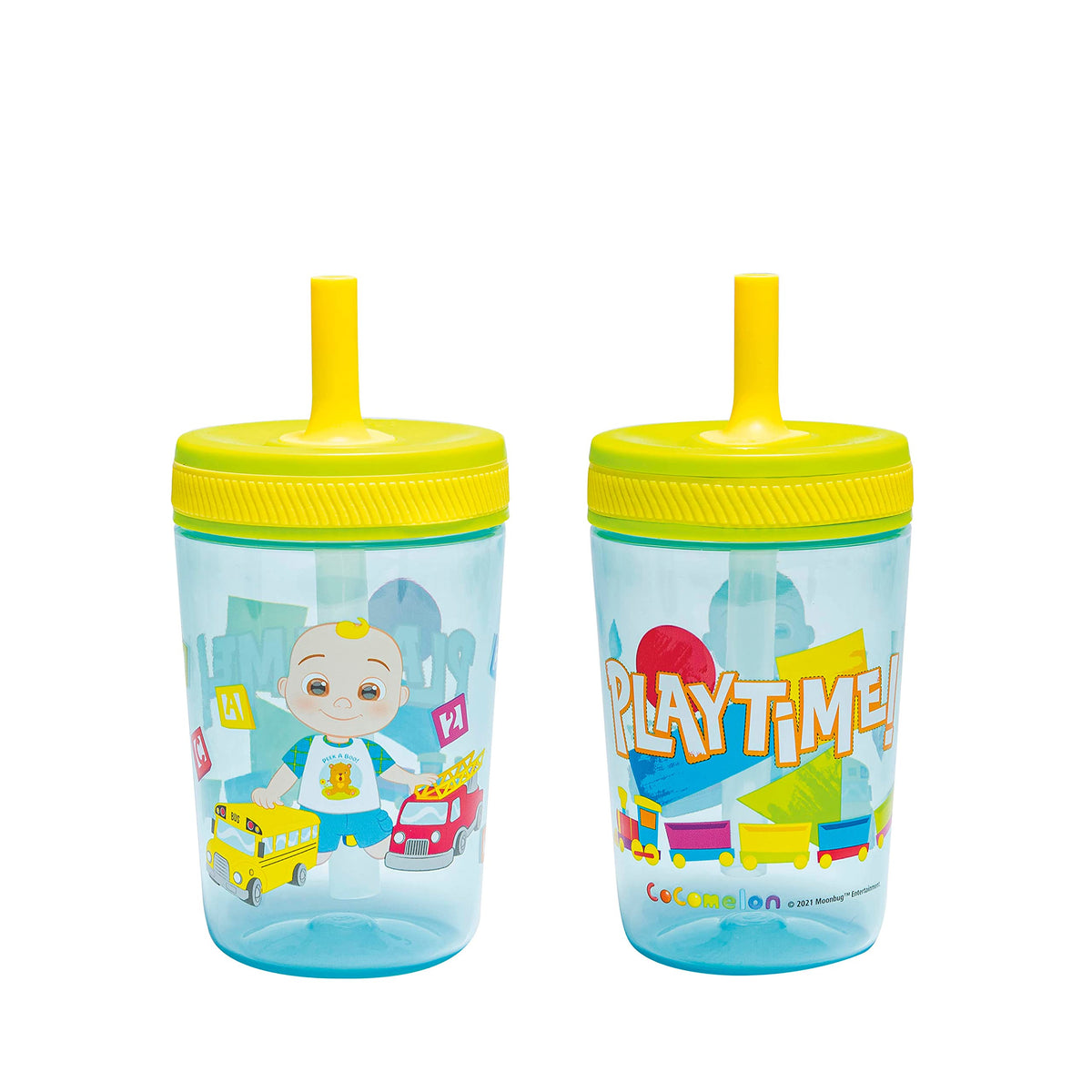 Zak Designs Gabby's Dollhouse Kelso Toddler Cups For Travel or At Home, 15oz 2-Pack Durable Plastic Sippy Cups With Leak-Proof Design is Perfect For Kids Cakey Cat, Mercat