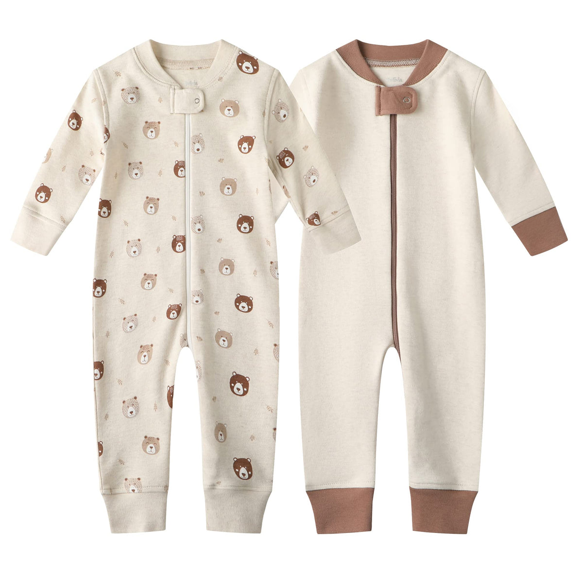 Owlivia Organic Cotton Baby Boy Girl Zip up Sleep N Play, Footless, Long Sleeve(18-24 Months, Pink Deer)