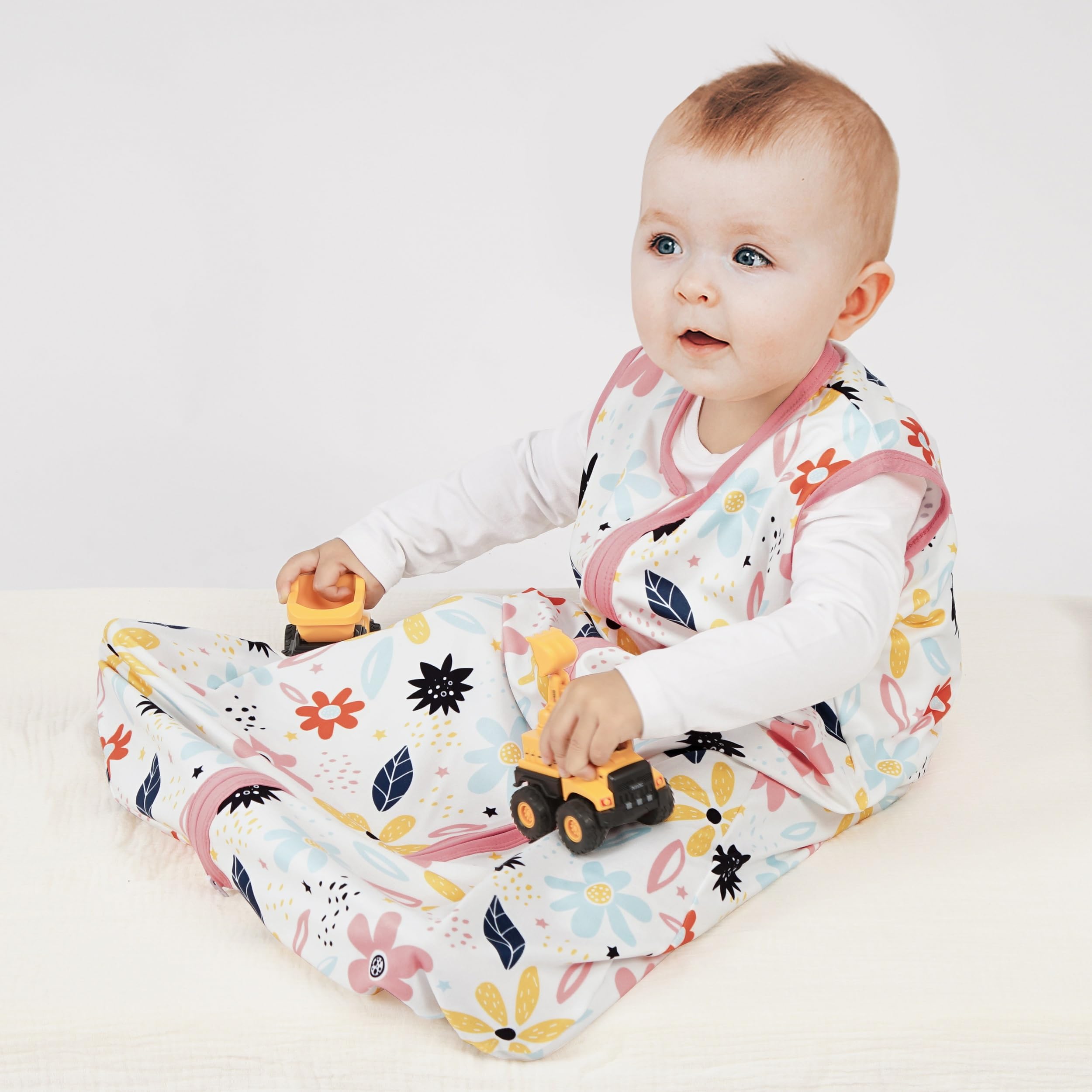 BSTOPPT Newborn Sleep Sack Baby Swaddle,Baby Wearable Blanket,Baby Sleeping Bag (Floral&Heart, 3-6 Months)