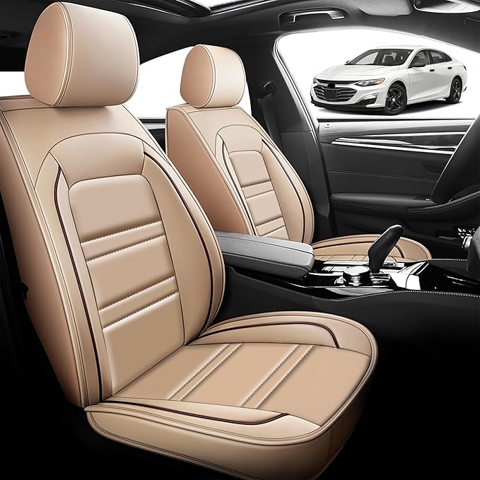 Seat Cover for Chevy Malibu 2004-2025 | Car Seat Covers Front Seats, Waterproof Seat Protectors, Automotive Front Seat Covers (Front Seat, Beige)