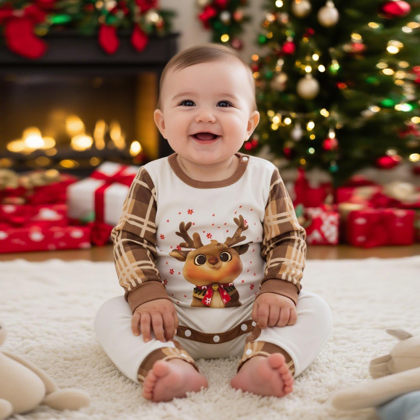 Awoscut Family Christmas Pajamas Matching Pajamas for Family, Xmas PJs Sets Holiday Sleepwear (on-19, Dad, 2XL)