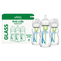 Dr. Brown's Anti-Colic Options+ Wide-Neck Glass Baby Bottle, 9 oz, 3-Pack