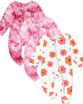Jimonda Baby Girls Boys Footless Pajamas,Rayon From Bamboo Pjs 2 Way Zipper Long Sleeve Soft Sleeper,Infant Tie-dye Romper