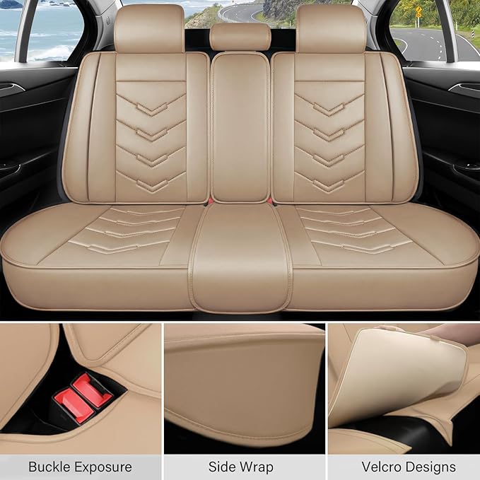 Leather Car Seat Covers Fit for LR Range Rover 2022-2025, 5 Seater Waterproof and Wear-Resistant Seat Cover Interior Accessories(Full Set,Beige)