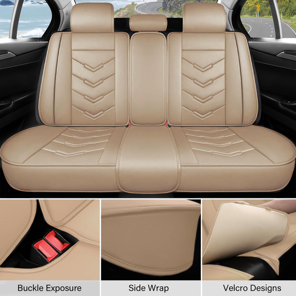 TENDER GLOW Leather Car Seat Covers Fit for LR Range Rover Sport 2023-2025, 5 Seater Waterproof and Wear-Resistant Seat Cover Interior Accessories(Full Set with Pillow,Beige)