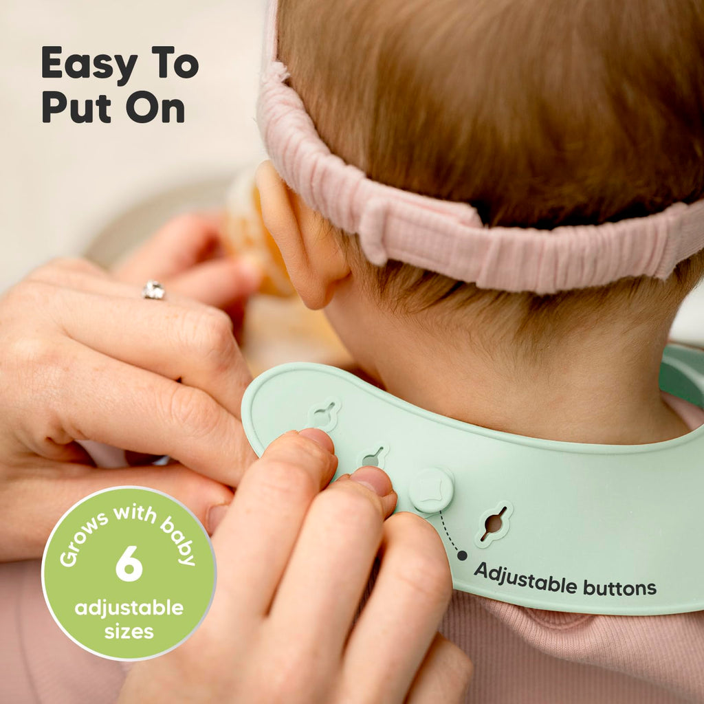 KeaBabies 2-Pack Silicone Bibs for Babies, Toddlers Girl, Boy (Pastel Sky)