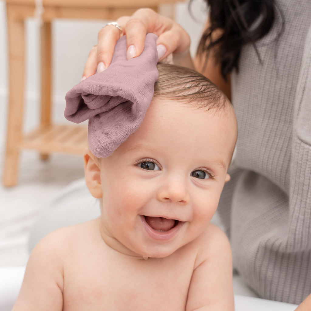 Comfy Cubs Muslin Baby Washcloths 10"x10" 6 Pk - Mauve
