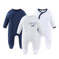JELYLOVE 3 Pack Long Sleeve Baby Footed Rompers 0-12 Months