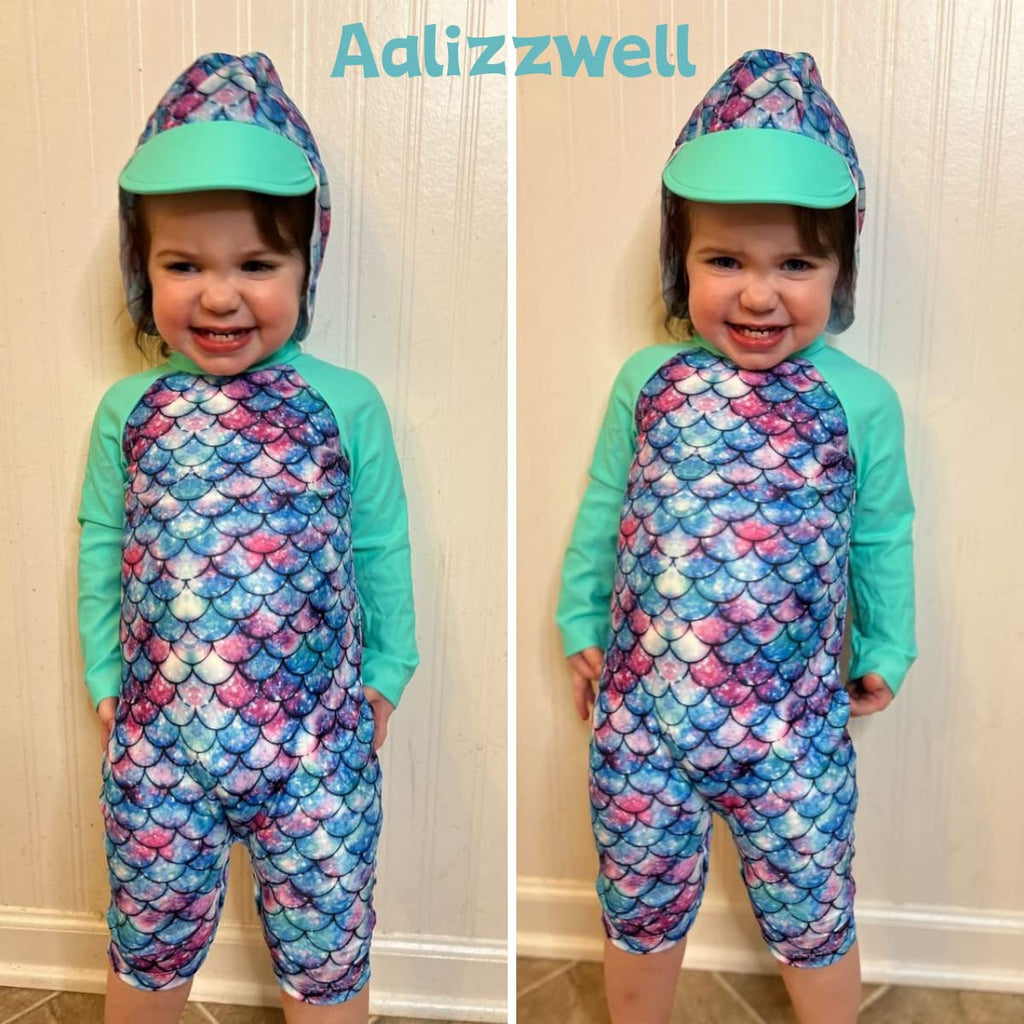 Newborn Infant Baby Girls One Piece Long Sleeve Swimsuit Mermaid Bathing Suit Scale Swimwear Beach Wear NB