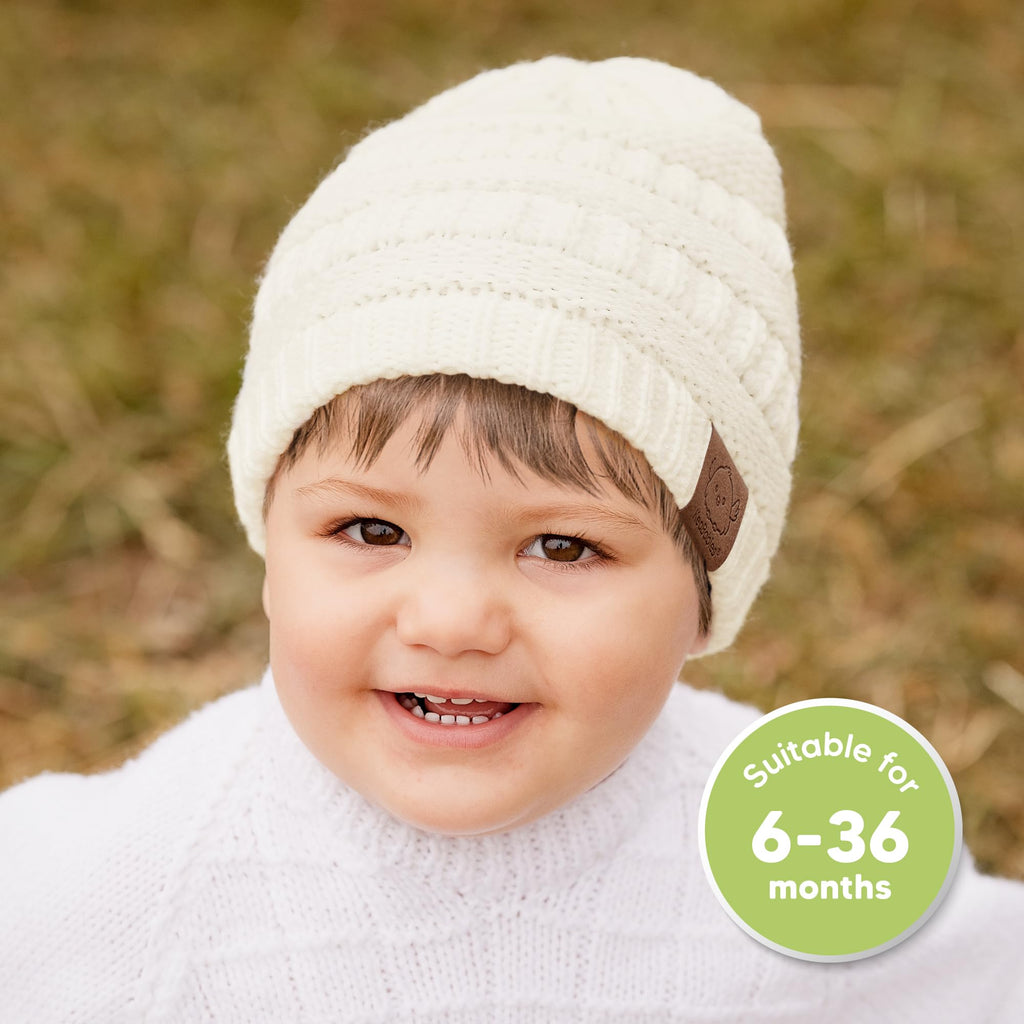 KeaBabies 3-Pack Baby Beanies for Boys, Girls,Soft Cute Baby Hat (Sweet Pea, 6-36M)