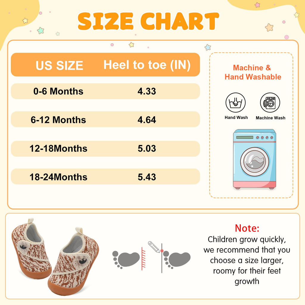 FEETCITY Wide Baby Shoes Boys Girls First Walker Shoes Infant Barefoot Sneakers Flexible Lightweight Dark Brown