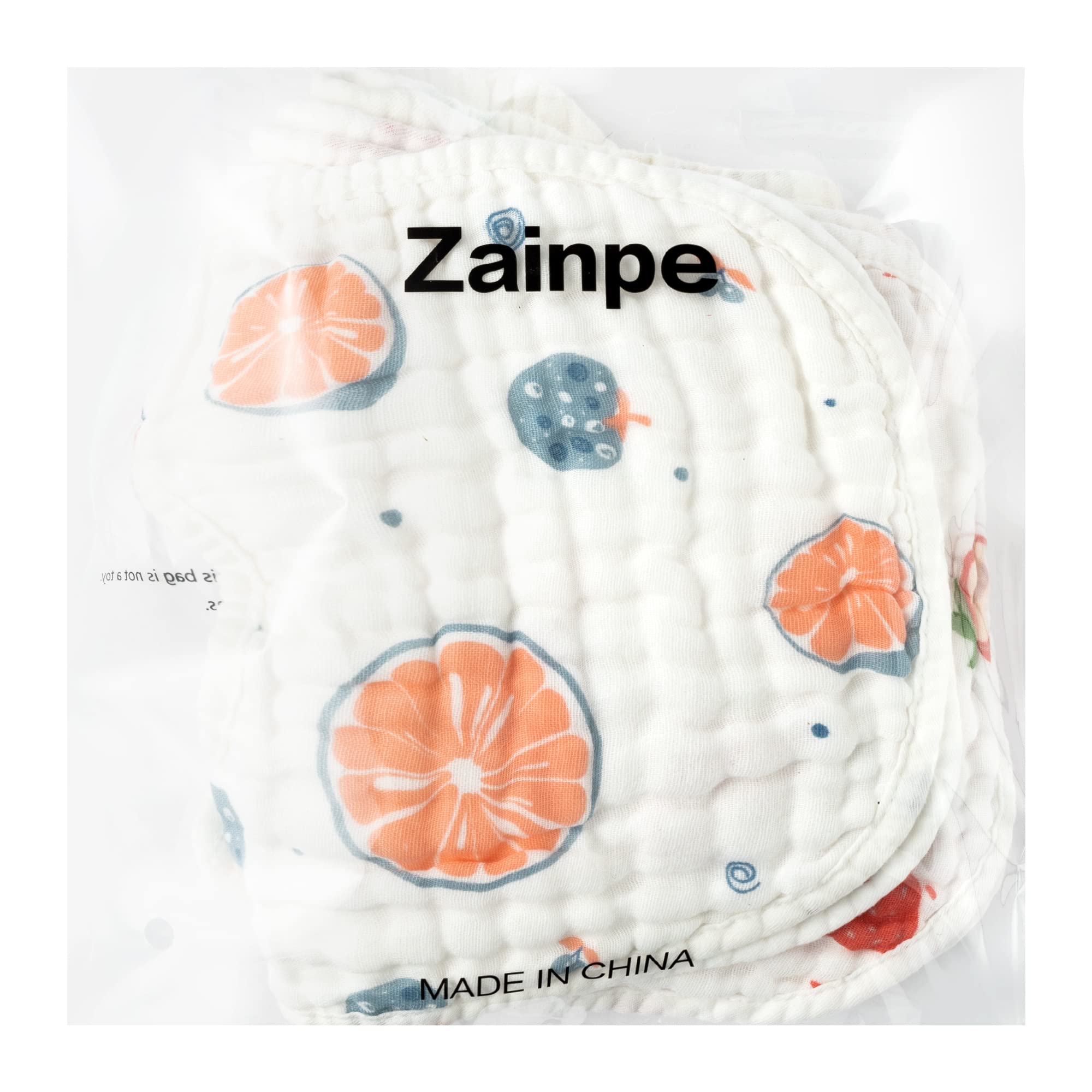 Zainpe 6Pcs Snap Muslin Cotton Baby Bibs Summer Strawberry Lemon Pattern Infants Feeding Bib Adjustable Machine Washable Unisex Burp Cloths with 6 Absorbent & Soft Layers for Drooling and Teething