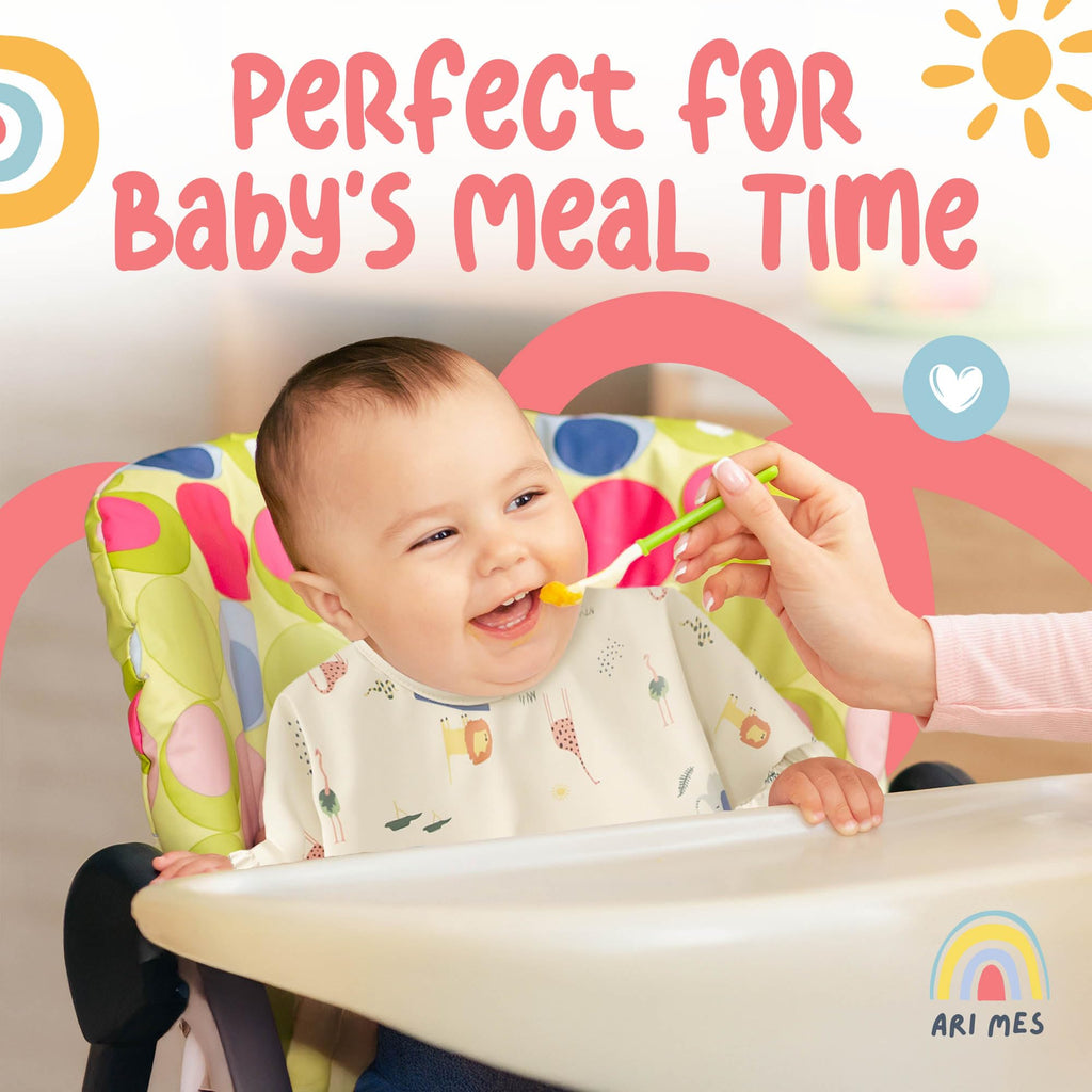 ARI MES Baby Bibs With Sleeves Waterproof Toddler Smock Bib Feeding