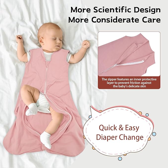 Baby Sleep Sack 0-6 Months,100% Cotton TOG 0.5 Wearable Blanket for Newborn and Infant, 3 Pack 2-Way Zipper Lightweight Sleeping Bags for Toddler