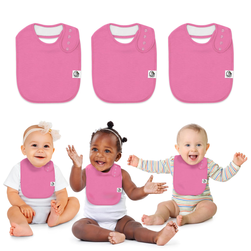 Giggly Goose 3 Pack Drooling Bibs for Babies | Premium & Soft Organic Cotton Teething Bibs with Snaps and Fleece Backing