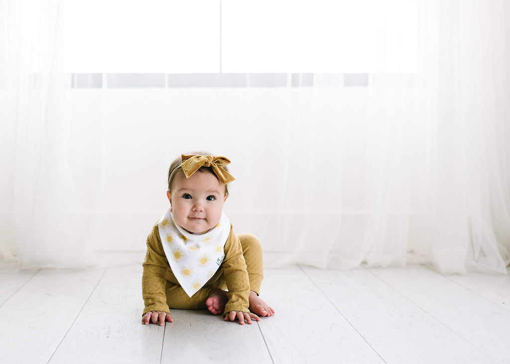 Copper Pearl Baby Bibs for Baby Boy or Girl – Bandana Drool Bibs for Teething, Absorbent Bibs for Eating, Newborn to Toddler, 6 Pack, Sunny