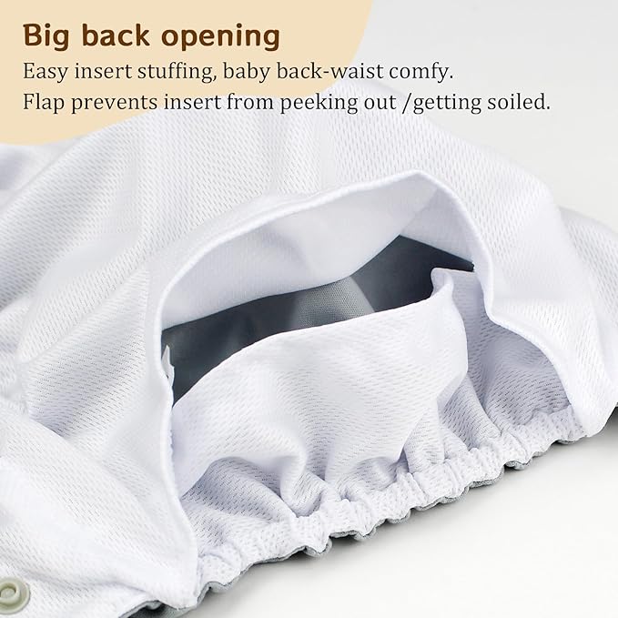 Mama Koala 3.0 Pocket Cloth Diapers for Babies with AWJ Lining, 6 Pack with 6 5-Layer Natural Cloth Diaper Inserts - Reusable and Washable Pocket Diapers(A-Falling Leaves)