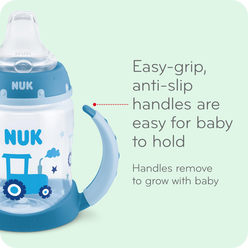 NUK Learner Cup, 10 oz, 2 Pack, 8+ Months – BPA Free, Spill Proof Sippy Cup