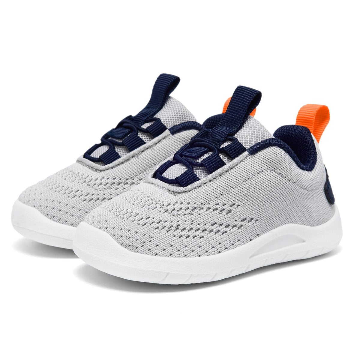 MORENDL Toddler Sneakers - Boys & Girls Breathable Non-Slip Slip On Walking Shoes - Running & Tennis Shoes - White & Black - Size 6.5 (18-24 Months)