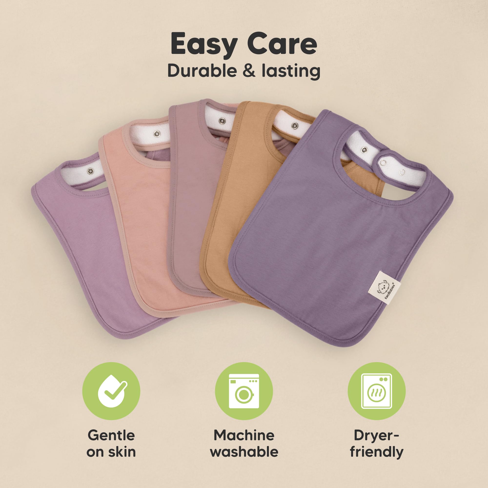 KeaBabies 8-Pack Organic Baby Bibs for Boys, Girls Drool Bibs (Mauve)