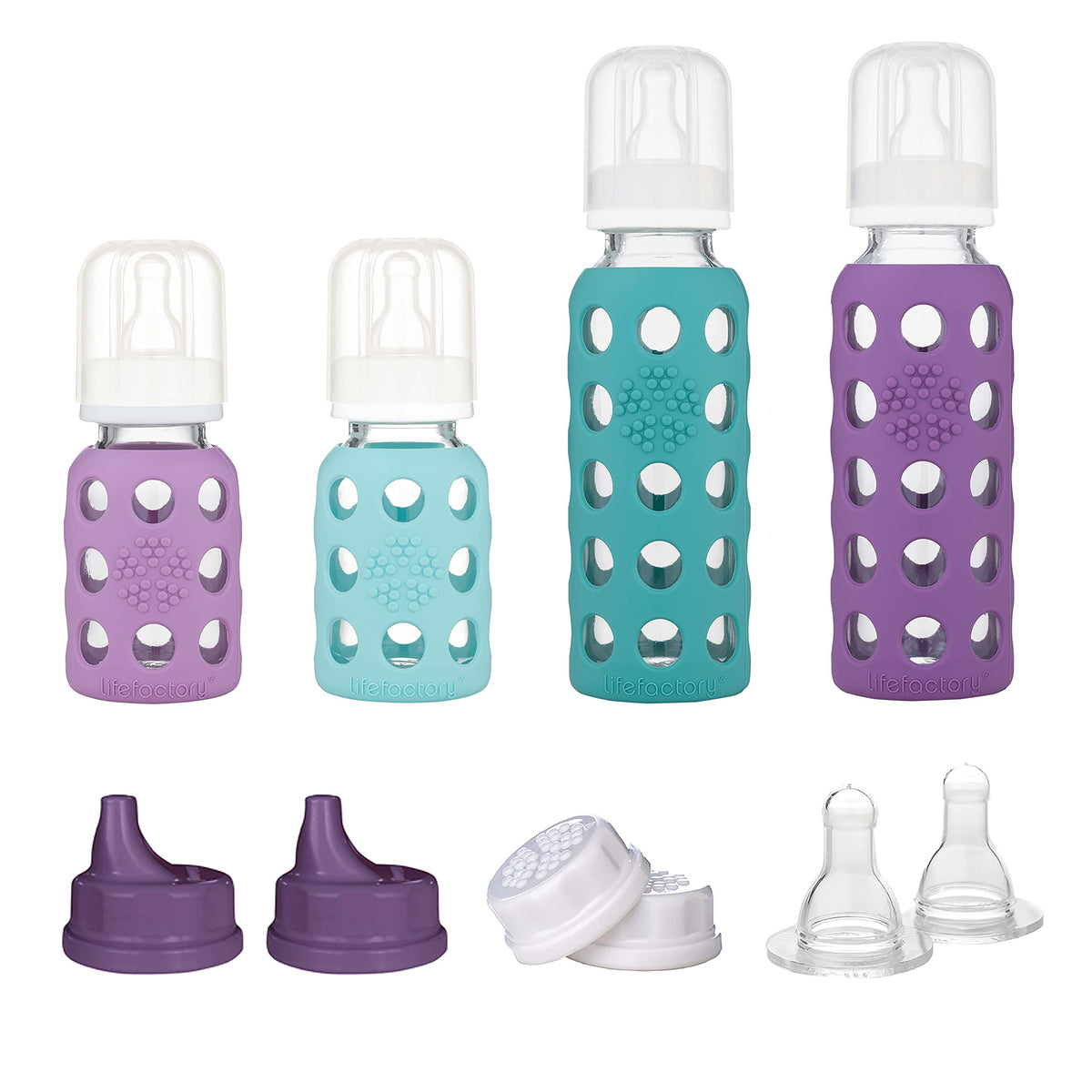 Lifefactory Glass Baby Bottle Starter Set, 4 Pk, Asst