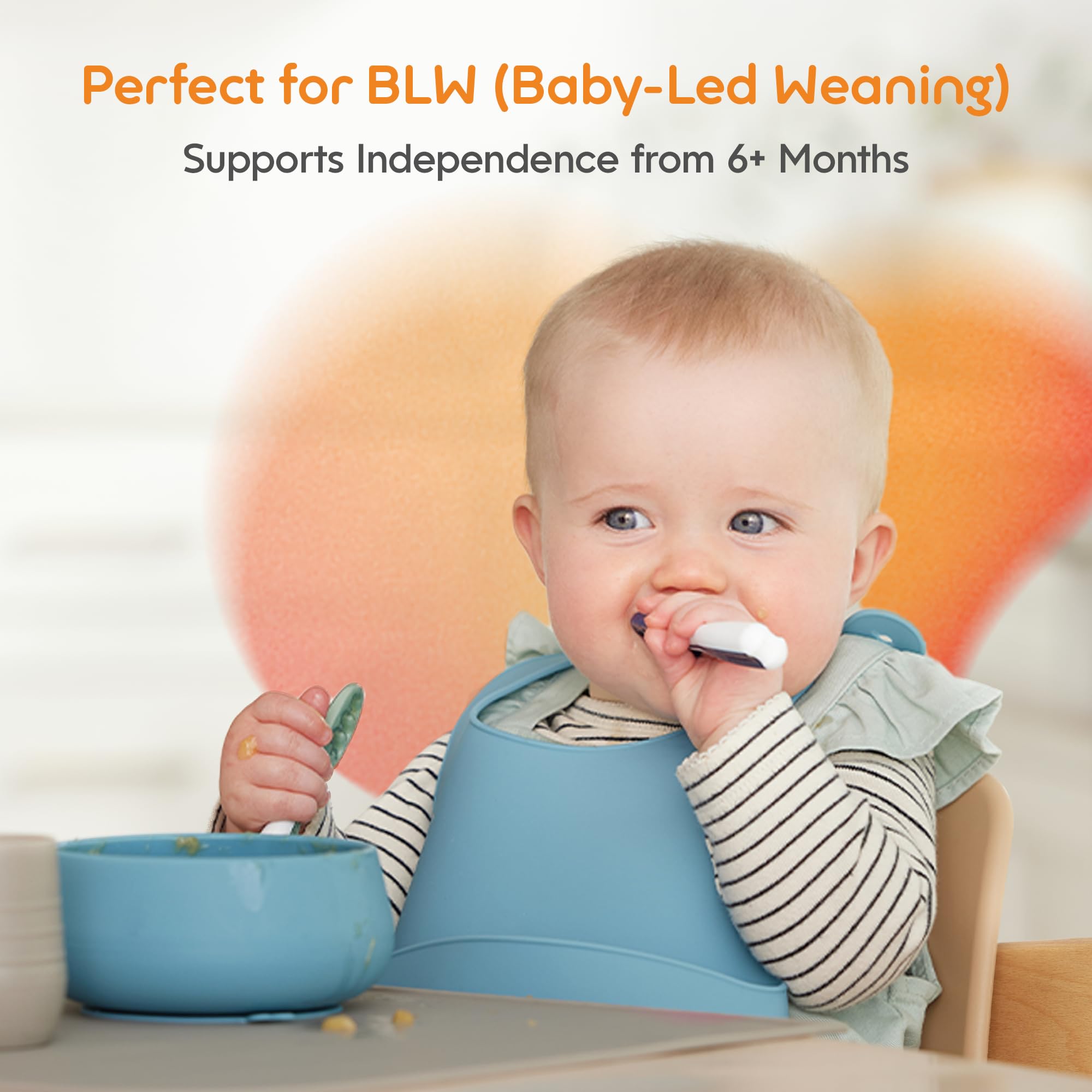 NumNum Baby Spoons Self Feeding 6 Months, 2-Pack Gray/Green