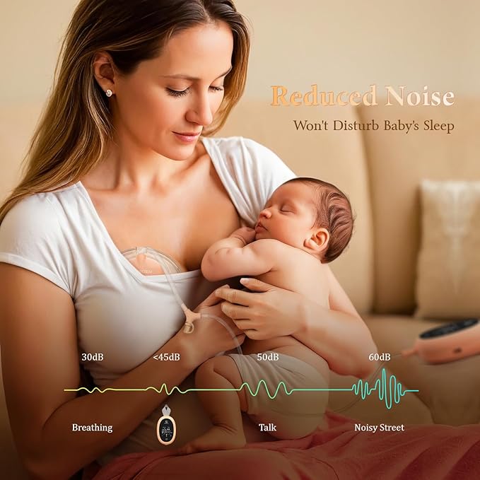 Wearable Hands Free Breast Pump D6, Portable Breastfeeding Pumps with 3 Modes & 9 Levels, Strong Suction Discreet Low Noise Electric Breast Milk Pump, 15-25mm Double-Sealed Flange