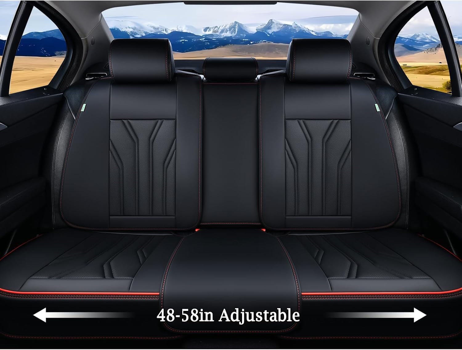 FLORICH Leather Seat Covers Full Set Car Seat Protectors 5 Seats Automotive Seat Covers Universal Fit for Most Cars Trucks SUV-Black&Red Line