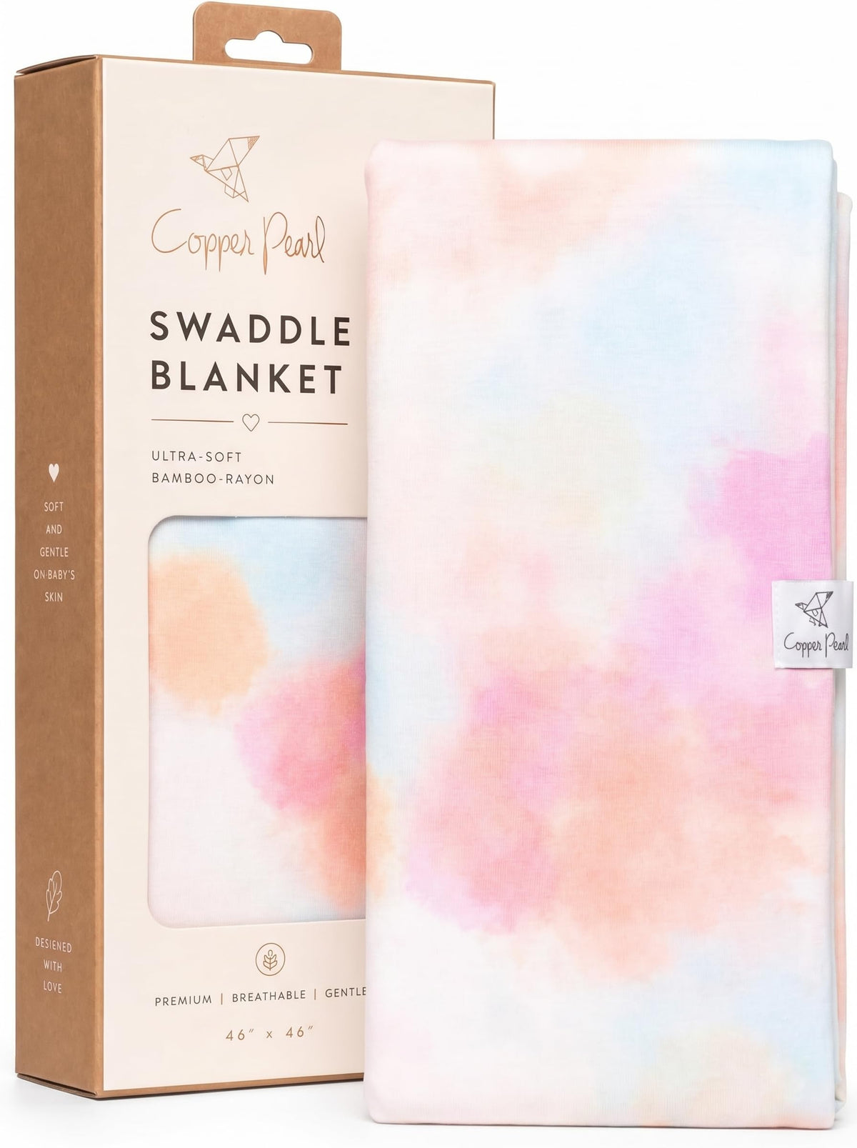 Copper Pearl Swaddle Blankets for Newborns | Soft Stretchy Receiving Blankets for Boys and Girls | Large 46 x 46 Inch Baby Blankets | Lightweight and Breathable Swaddles | Strawberry