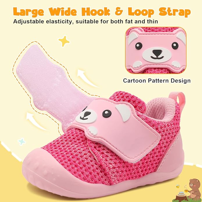FEETCITY Baby Walking Shoes Wide Baby Shoes Boys Girls Infant Sneakers Crib Shoes Breathable Toddler Barefoot Shoes Slip On Shoes