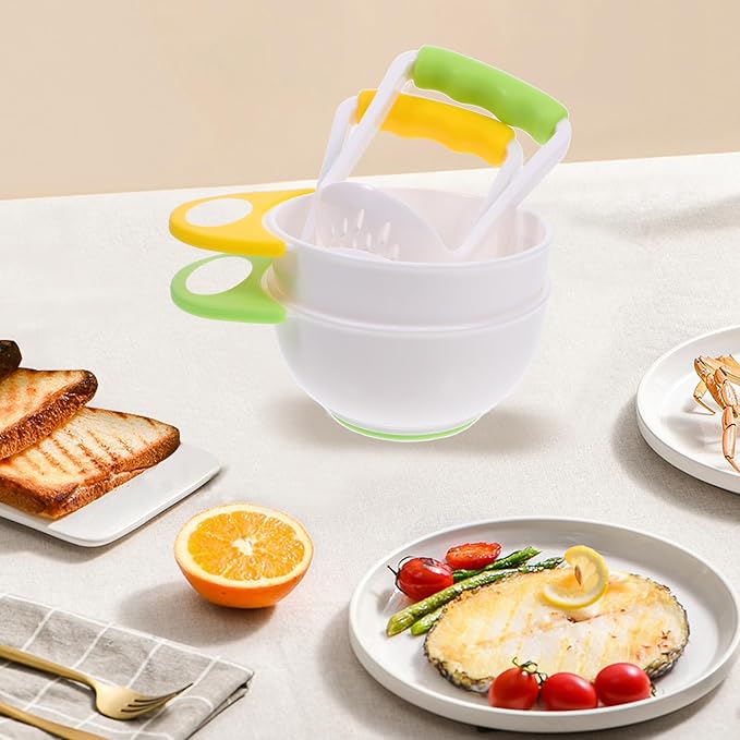 Mash and Serve Bowl, 2 Sets Food Masher Bowl Food Mill Portable Masher Maker for Baby