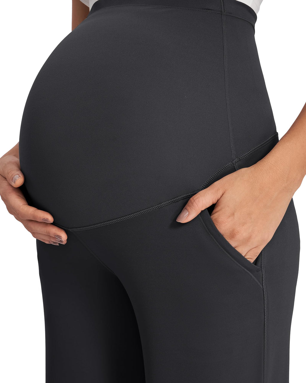 G4Free Pregnancy Pants for Women Maternity Work Pants,Black,XS,Petite