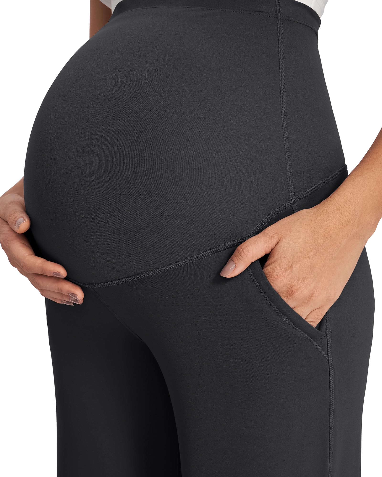 G4Free Pregnancy Pants for Women Maternity Work Pants,Black,XS,Petite