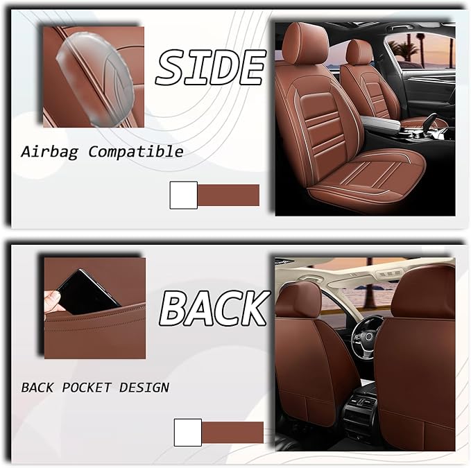 Seat Cover for Lexus Car es350 2007-2024 | Car Seat Covers Front Seats, Waterproof Seat Protectors, Automotive Front Seat Covers (Front Seat, Coffee)