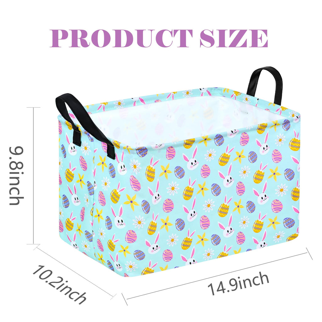 DUYIY Rectangle Gift Storage Basket Home Shelf Storage Basket Organizer Box Clothes Laundry Hamper Nursery Basket Laundry Basket with Handles (blue rabbit)