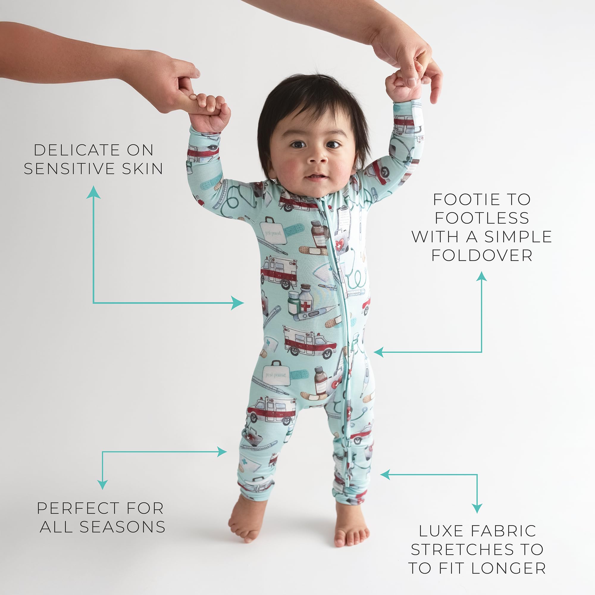 Posh Peanut Convertible Baby Sleepers, Boy Toddlers Footless Pajamas