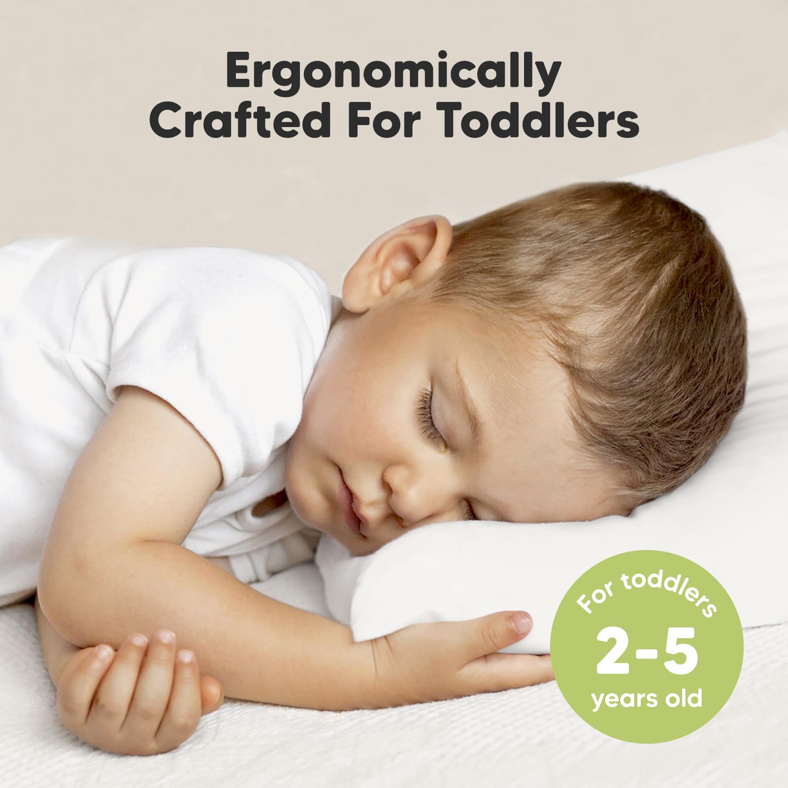 KeaBabies Organic Toddler Pillow with Pillowcase, Jumbo 14X20 (Soft White)