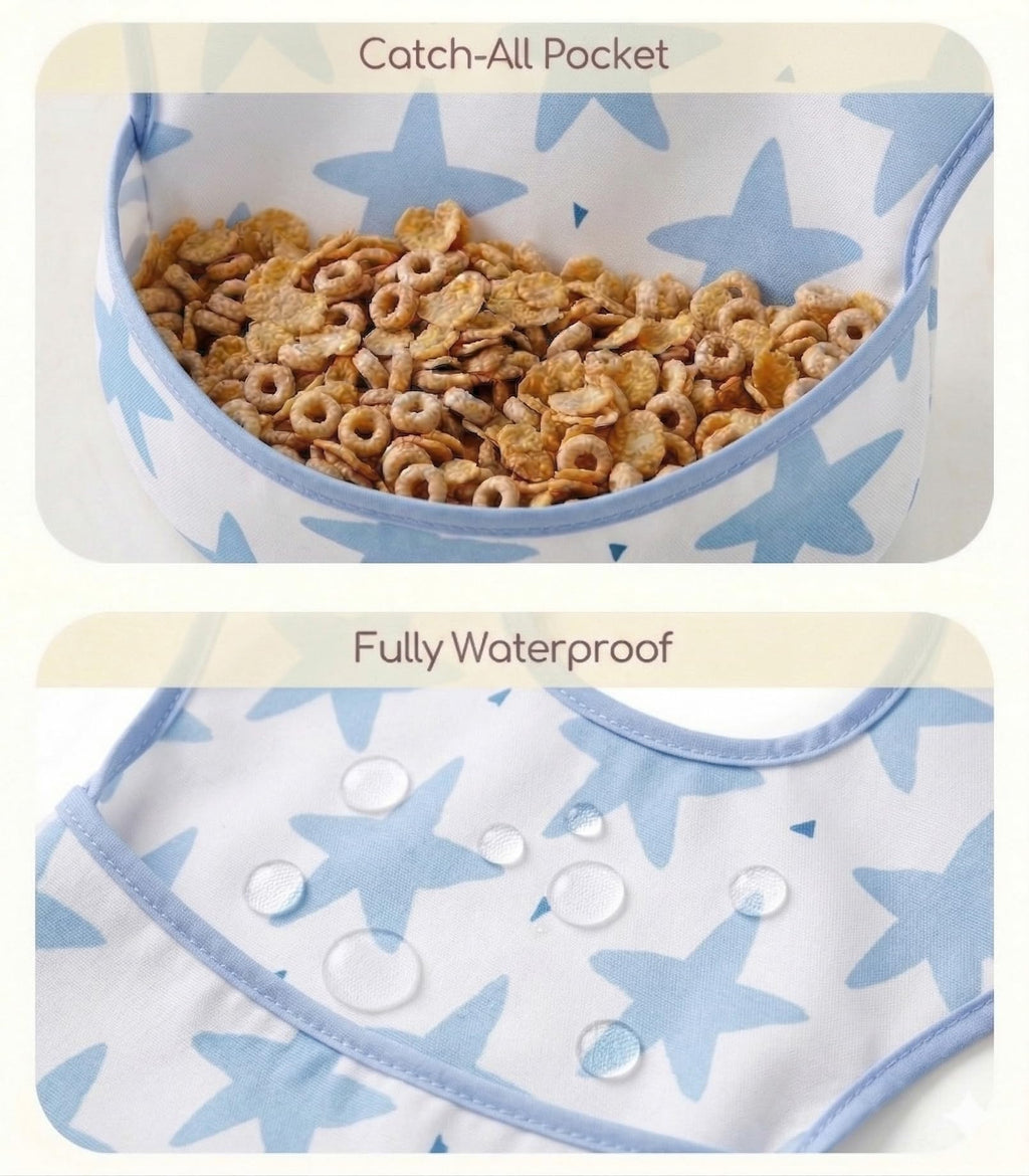 CIVARUA KIDS 3 Pack Waterproof Baby Bibs for Eating, Mess Proof Feeding Bib