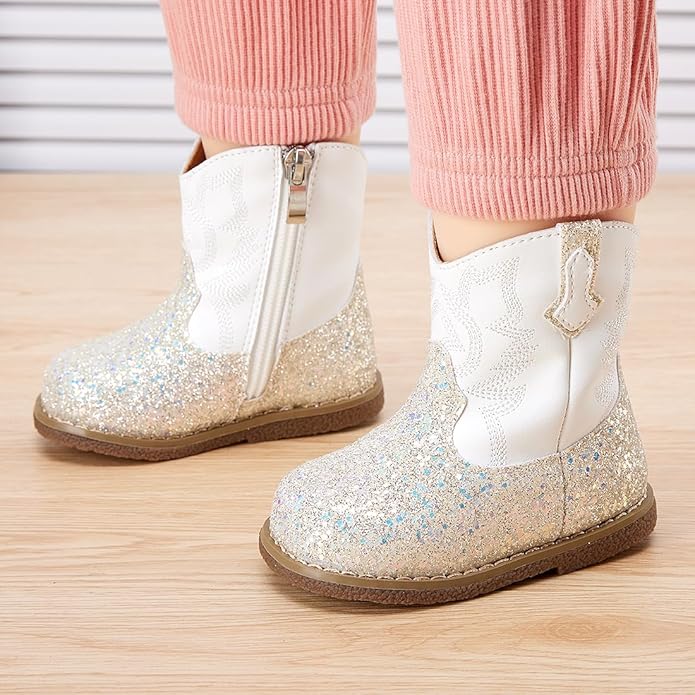 BMCiTYBM Baby Cowboy Cowgirl Boots Infant Western Shoes Boys Girls Round Toe Boots All Seasons 6-24 Months
