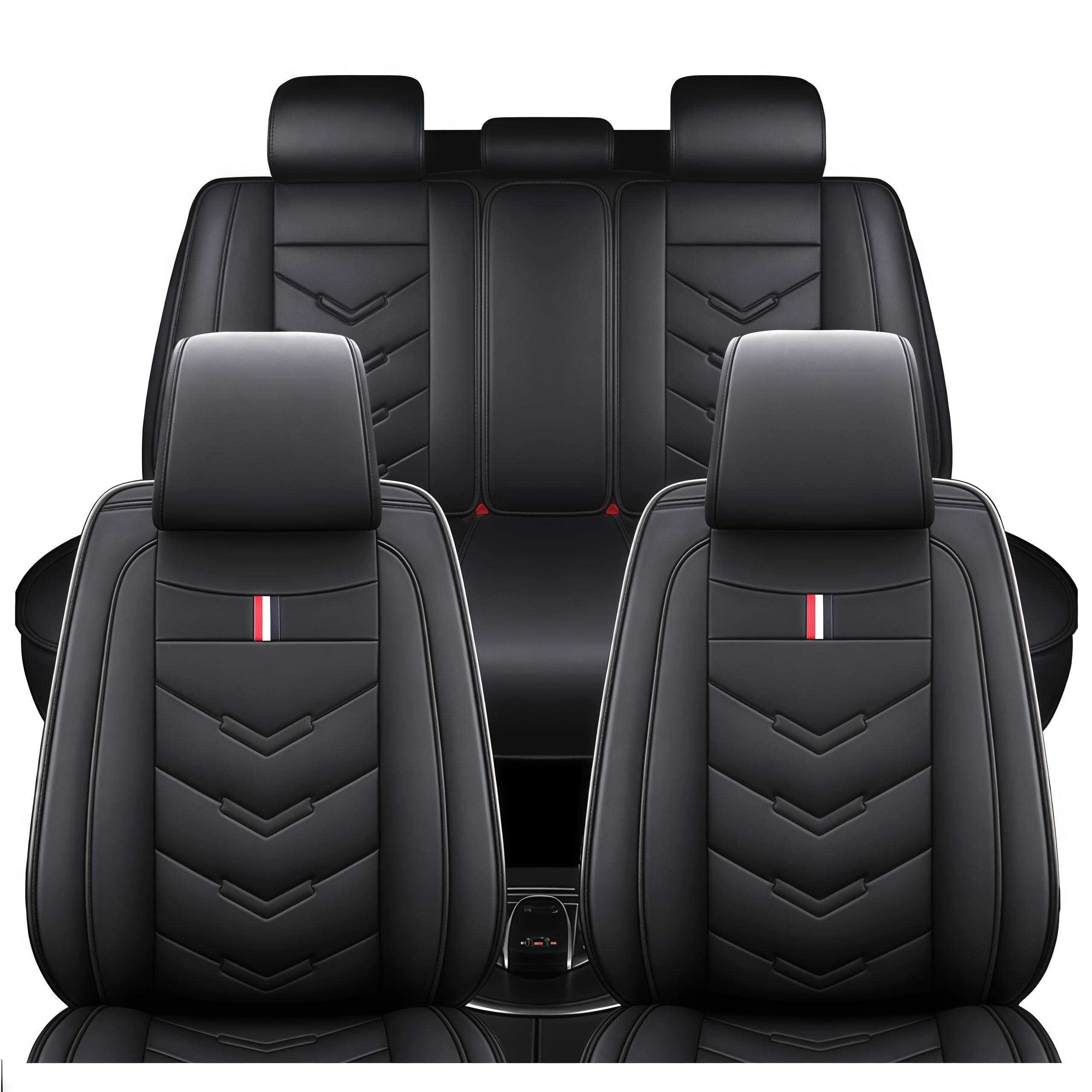 TENDER GLOW Leather Car Seat Covers Fit for LR LR4 2009-2016, 5 Seater Waterproof and Wear-Resistant Seat Cover Interior Accessories(Full Set,Black)